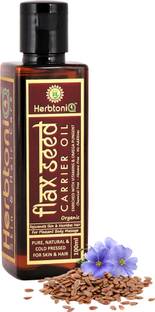 HerbtoniQ Organic Flaxseed Cold Pressed Carrier Oil For Face-Skin Care & Hair Oil