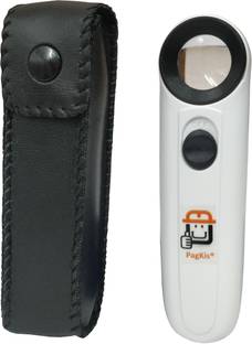 PagKis 40X Magnifying Glass Lens with 2 inbuilt LEDs and Carry Pouch 40X Hand Held Reading Magnifier