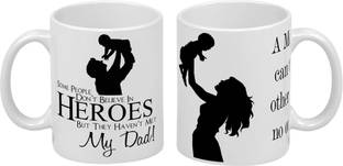 Wagwan Gift for Parents;No One Can Take Mother's Place and World's Best Dad Printed Ceramic Coffee Mug
