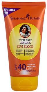 Shahnaz Husain Sunscreen - SPF 50 PA+++ Total Care Day Long Sun Block 80 GM (SPF-40)