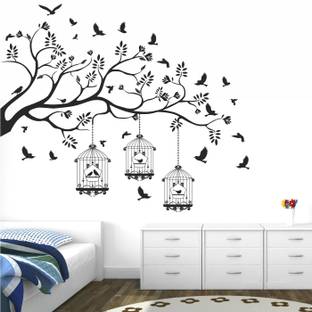 StickMe Nature Tree - Birds - Cage - Wall Sticker -SM621-A