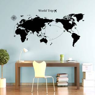 StickMe World Map Trip Travel Adventure - Office Wall Sticker-SM543