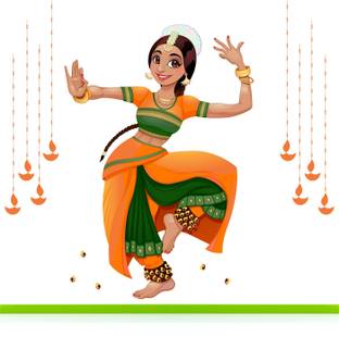 StickMe Beautiful Indian Classical Dance - Bharatanatyam - Woman Dancer - Creative - Colorful - Wall Sticker-SM193