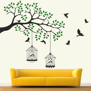 StickMe Nature - Tree - Bird - Cage - Creative - Colorful - Wall Sticker-SM691-A