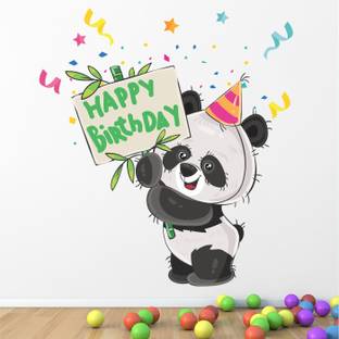 StickMe Cute Panda Happy Birthday Wishes Wall Sticker-SM412