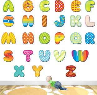 StickMe Colourful Alphabets - Baby - Kids - Learning Education Nursery Pre School Kinder Garden Wall Sticker-SM477