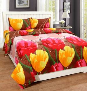 Creations@Home 144 TC Polycotton Double 3D Printed Flat Bedsheet