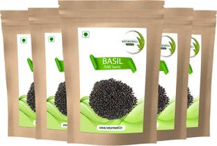 Naturewell Combo pack of 5 Basil Seeds / Bapji / Tukmariya 100gram each Basil Seeds