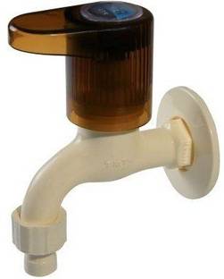 Kindle PVC Washing Machine Cock (Brown PTMT) Premium Quality Washing Machine Bib Tap Faucet (Brown-Ivory) with wall flange Nozzle Cock Faucet