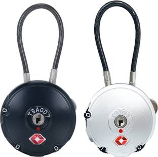 DOCOSS PACK OF 2-107-TSA Approved Lock 3 Digit USA luggage Bag Number Locks Resettable Combination Password Padlock For Travelling Safety Lock