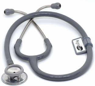 RightCare Double Sided Doctor Aluminum Stethoscope (Grey) Double Sided Chest Piece Stethoscope
