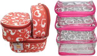 ultimatefashionista Combo of 2 cosmetic bag bridal organizer jewellry srorage vanity box-set of 3 each Jewellery Vanity Box jewellery and Cosmatic pouch Vanity Box (Multicolor) vanity box,jewellery box,cosmetic pouch Vanity Box