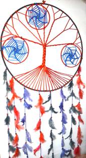 ONRR Collections Fengshui 18"inches Tree Of life Dreamcatcher hanging showpiece decoratives Blue&Pink Dreamcatcher Fengshui 18"inches Tree Of life Dreamcatcher hanging showpiece decoratives Red multicoloured Dreamcatcher Feather Dream Catcher