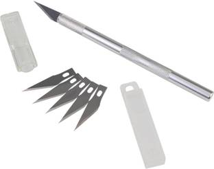 KABEER ART Detail Pen Knife with 5 Interchangeable Blades Metal Grip Hand-held Paper Cutter
