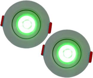 D'Mak D’Mak™ LED Ceiling COB Spot Light - 3 Watt - Round - Green Color Led Light, Pack of 2 Recessed Ceiling Light Ceiling Lamp