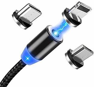 Eric Magnetic Charging Cable 1 m Magnetic USB Charging Cable, Multi 3-In-1 Cable Charger with LED for Android, All Type C Mobiles and IOS Mobiles Fast Charging Cable Magnet Cables USB Type C Cable Magnetic Lighting USB QC Charging Data-Transmission 1 m Magnetic Charging Cable