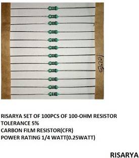 RISARYA 100-OHM(100E) RESISTOR,100PCS,CFR,5%,1/4 WATT Fixed Resistor