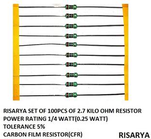 RISARYA 2.7K-OHM(2K7) RESISTOR,100PCS,CFR,5%,1/4 WATT Fixed Resistor