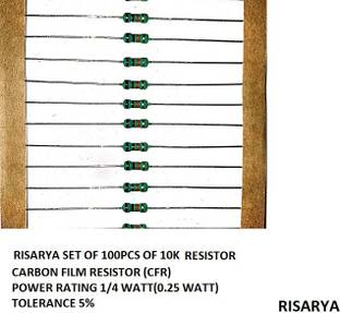 RISARYA 10K-OHM RESISTOR,100PCS,CFR,5%,1/4 WATT Fixed Resistor