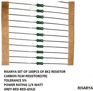 RISARYA 8K2 RESISTOR,100PCS,CFR,5%,1/4 WATT Fixed Resistor