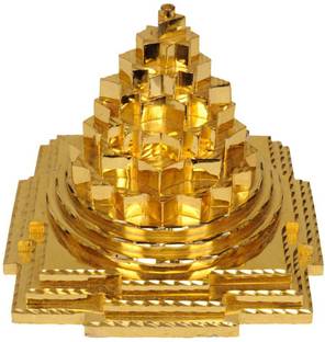 Gems Jewels Online Kriwin Meru Prastha Shree Yantra Size (5X 5X 5 cms) (ASHT Dhaatu and Brass) Brass Yantra