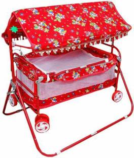 STEELOART -Baby Cradle Cot Cum Stroller Red Bassinet For Baby Boys & Baby Girls