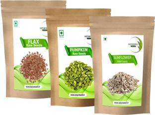 Naturewell Combo pack of Flax Seeds , Sunflower Seeds , Pumpkin Seeds (100 Gram Each Pack) Raw Seeds Brown Flax Seeds, Sunflower Seeds, Pumpkin Seeds