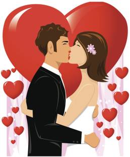 DivineDesigns 41 cm Couple Love Sticker Self Adhesive Sticker