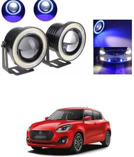 XZRTZ High Power 3.5" Projector Universal White LED Fog Light COB Blue Halo Angel Eye Rings DRL Driving Bulbs DC 12V v142 Fog Lamp Car LED for Maruti Suzuki (12 V, 12 W)