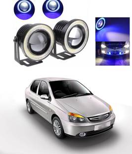 XZRTZ High Power 3.5" Projector Universal White LED Fog Light COB Blue Halo Angel Eye Rings DRL Driving Bulbs DC 12V v31 Fog Lamp Car LED for Tata (12 V, 12 W)