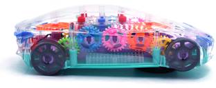 SALEOFF Transparent Musical Concept Racing Car with 3D Flashing LED Lights for Kids-353