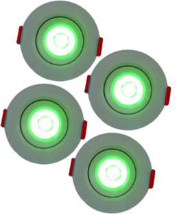 D'Mak LED Ceiling COB Spot Light - 3 Watt - Round - Green (Pack Of 4) | 3w cob Light || led Lights for Decoration | Recessed Ceiling Lamp