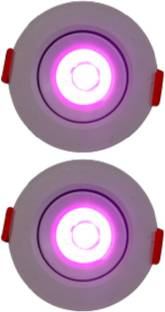 D'Mak D'MakTM LED Ceiling COB Spot Light - 3 Watt - Round - Pink Color Led Light, Pack of 2 Recessed Ceiling Lamp