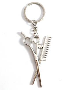 Isk Scissor Comb Hairdresser Theme Silver Keychain Key Chain
