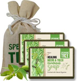 Speaking tree Healing Neem and Tulsi Handmade Soap - 100gms each Pack of 3