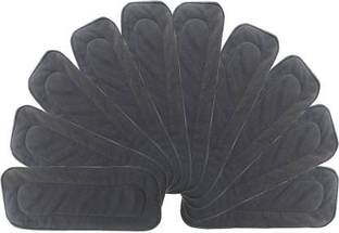 FABLITTLE Pack of 10 Wetfree Reusable Washable Cotton Diaper Nappy Inserts for Baby Cloth Diapers, 5 Layer Bamboo Charcoal Inserts Liners Natures Cloth Diaper Liner - M (10 Pieces