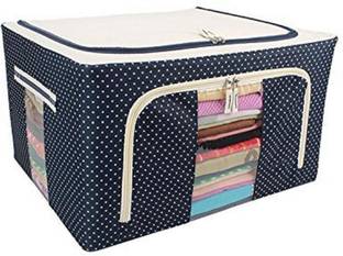 SKYFUN 24 Litre Foldable Steel Tip Frame Living Storage Boxes for Clothes, Saree Cover Bags - Pack of 1 Foldable Steel Tip Frame Living Storage Boxes for Clothes, Saree Cover Bags - Pack of 1