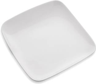 Homesake White Fine Porcelain Square Small Serving Platter, Set Of 2, Bone China For Snacks, Fruits Tray