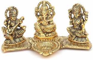 KridayKraft Metal laxmi ganesh saraswati statue for home decor Decorative Showpiece  -  11 cm