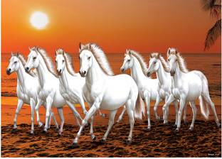 RANGOLI 50.8 cm Beautiful Saven Horse Scenery Self Adhesive Sticker