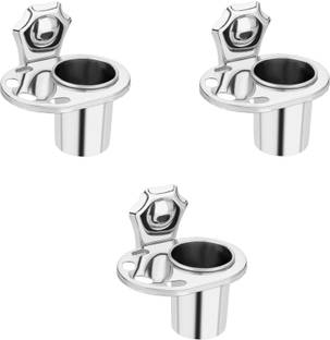 iSTAR Stainless Steel Toothbrush Holder (Silver, Wall Mount) Pack of 3 Stainless Steel Toothbrush Holder