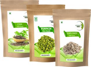 Naturewell Combo pack of Chia Seeds , Sunflower Seeds , Pumpkin Seeds (100 Gram Each Pack) Raw Seeds Chia Seeds, Sunflower Seeds, Pumpkin Seeds