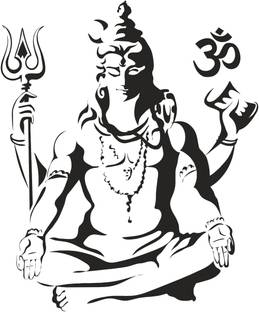 DivineDesigns 51 cm Shiv Shankar Black Sticker ( Size :- 51 X 61 cm ) Self Adhesive Sticker