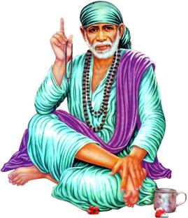 DivineDesigns 56 cm Sai Baba Sticker ( Size :- 56 X 64 cm ) Self Adhesive Sticker