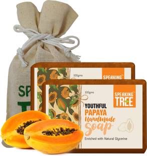 Speaking tree Youthful Papaya Handmade Soap - 100gms each pack of 2