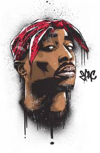 DivineDesigns 41 cm Tupac Artwork Sticker ( Size :- 41 X 61 cm ) Self Adhesive Sticker