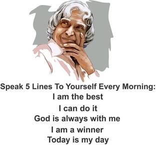 HAPPYSTICKY 50 cm DR.APJ Abdul Kalam Medium Vinyl Wallsticker(60 cm x 70 cm) Self Adhesive Sticker
