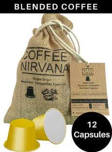 Coffee Nirvana Nespresso Compatible Aluminum Capsules | Blend | Dark Roast | 12 Capsules Roast & Ground Coffee
