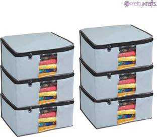 PrettyKrafts Presents Non Woven Saree Cover Storage Bags for Clothes with primum Quality Combo Offer Saree Organizer for Wardrobe /Organizers for Clothes/Organizers for Wardrobe F1560_Grey6