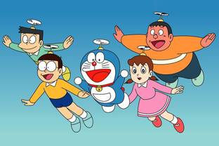 Doraemon Cartoon Painting Poster Waterproof Canvas Print for Kids Room,Home Decor || bt1399-2 Fine Art Print